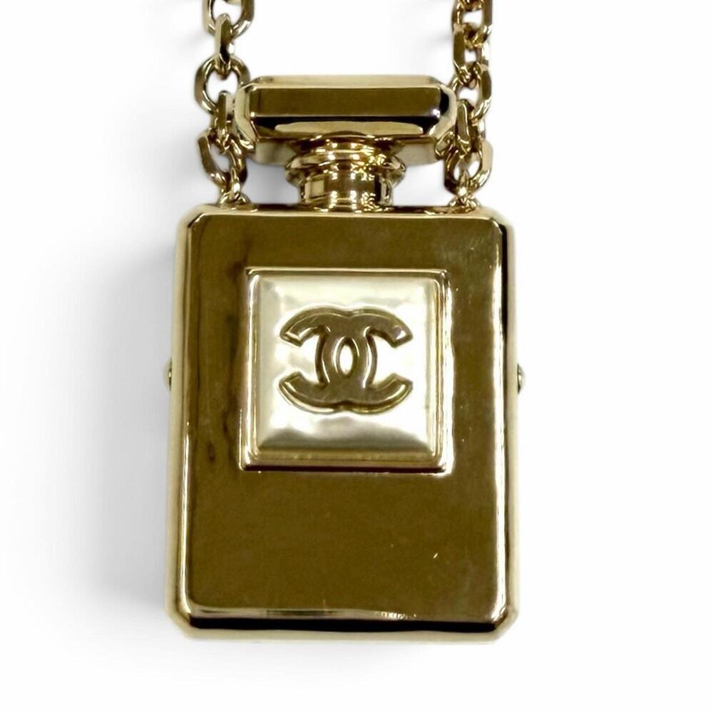 CHANEL B22S Coco Mark Perfume Bottle Locket Pendant Necklace, Gold and White,...
